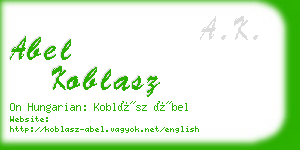 abel koblasz business card